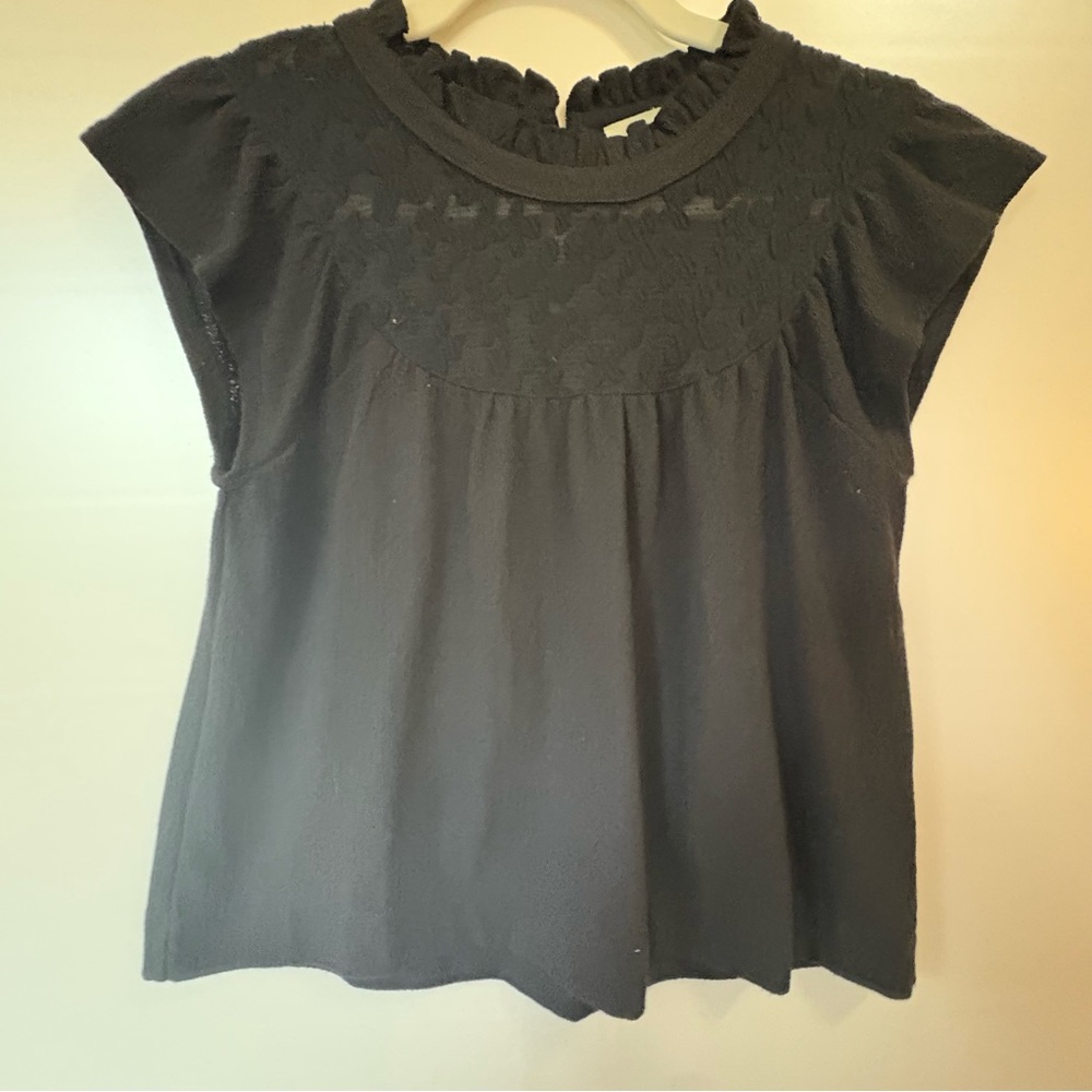 Madewell Black Textured short sleeves Blouse size XXS